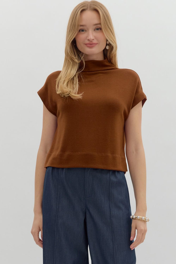 Rust Mock Neck Top