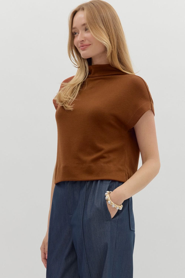Rust Mock Neck Top