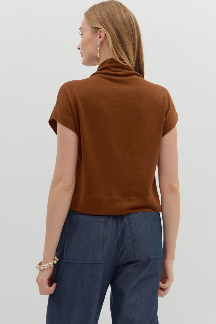 Rust Mock Neck Top
