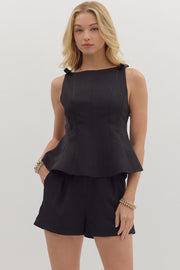 Selma Black Boatneck Top