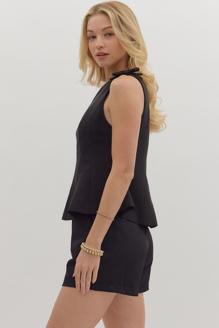 Selma Black Boatneck Top