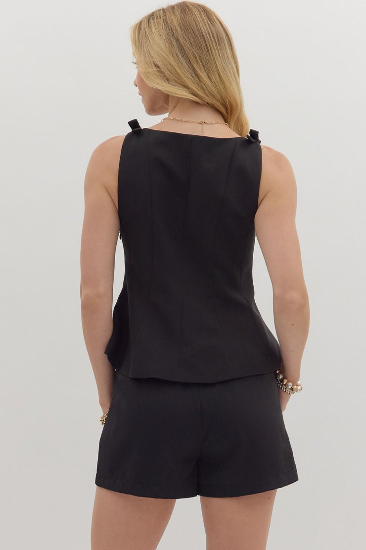 Selma Black Boatneck Top