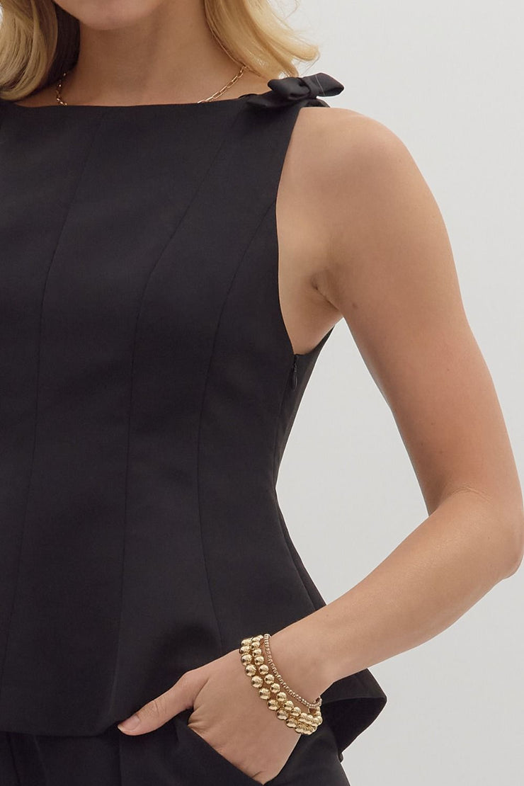 Selma Black Boatneck Top