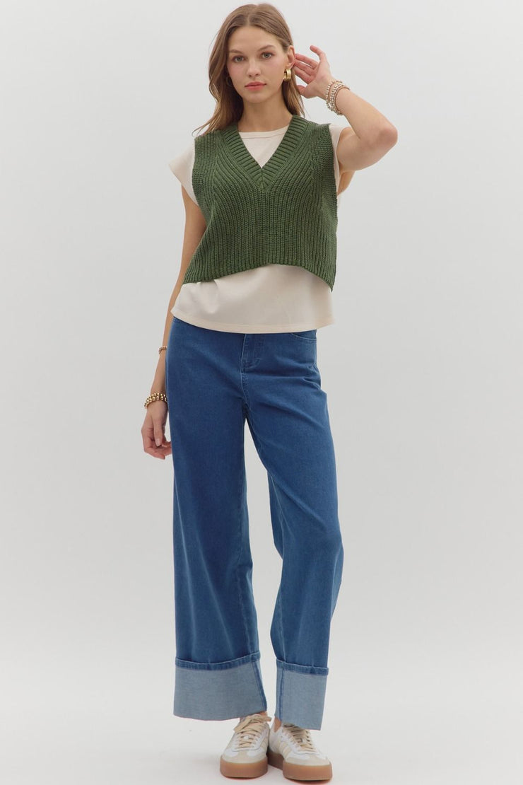 Olive Combo Top