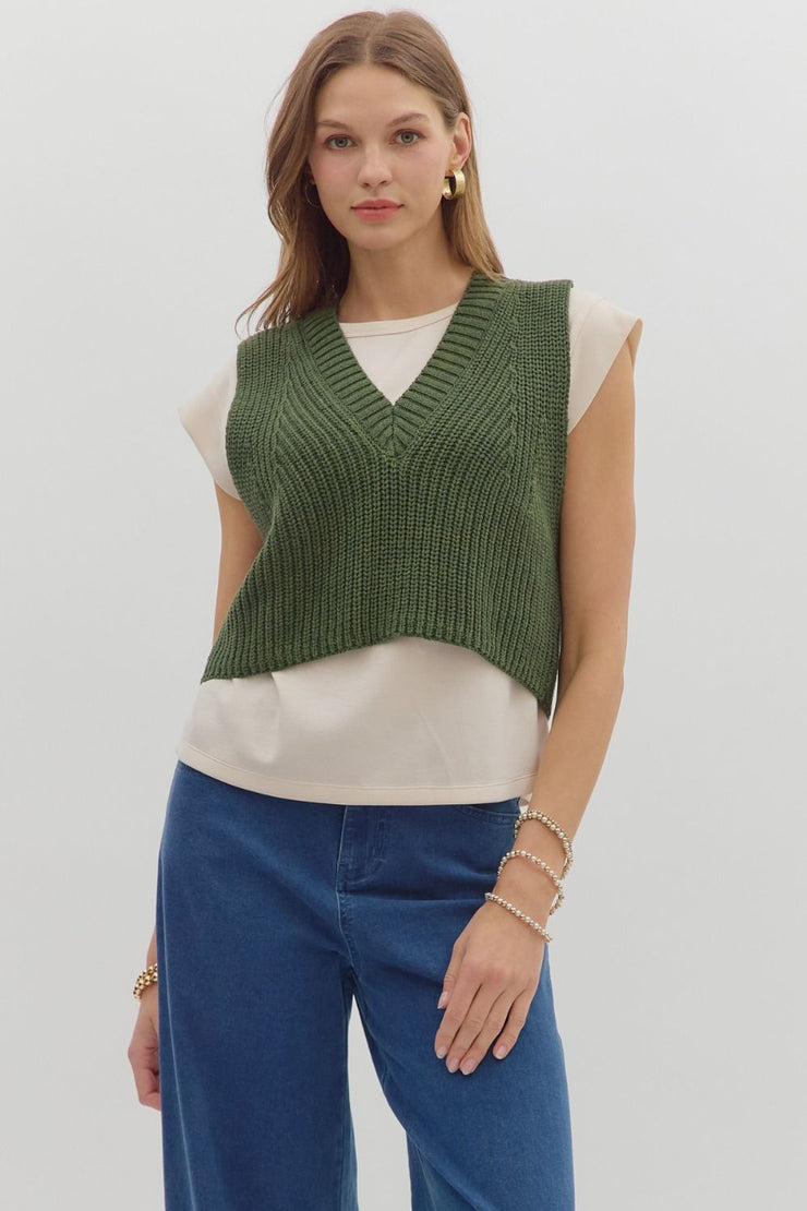Olive Combo Top
