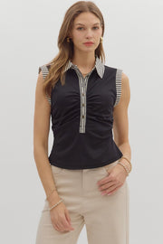 B & W Ruched Top