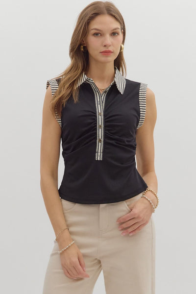 B & W Ruched Top