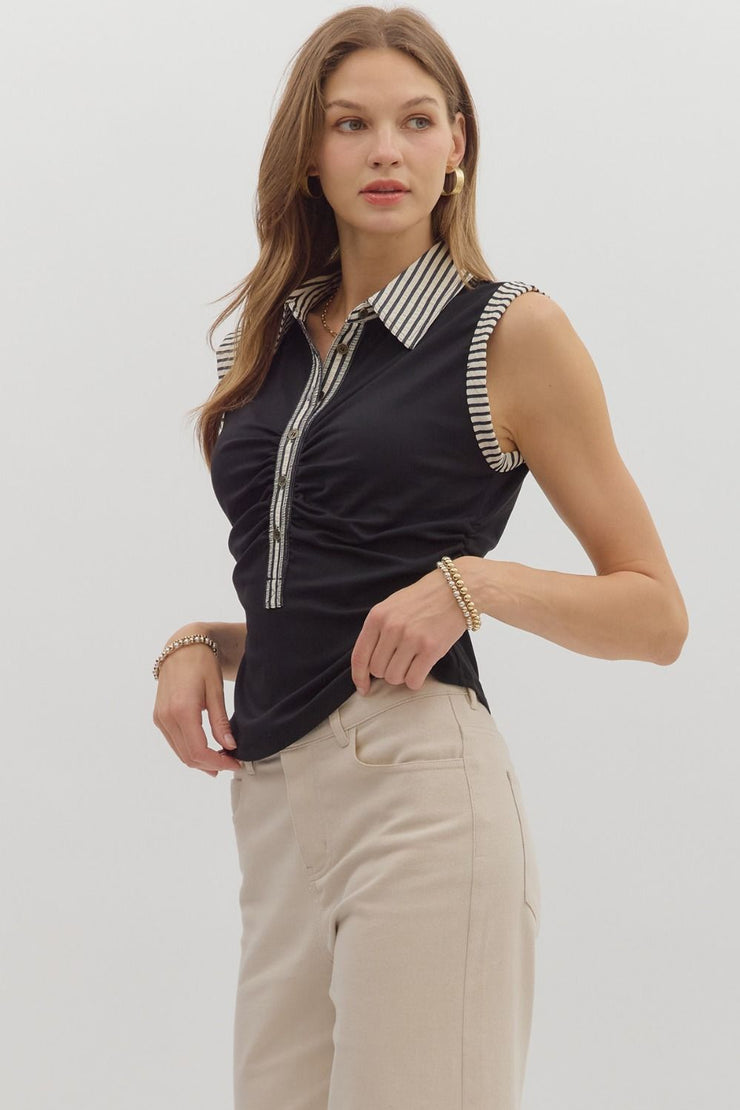 B & W Ruched Top