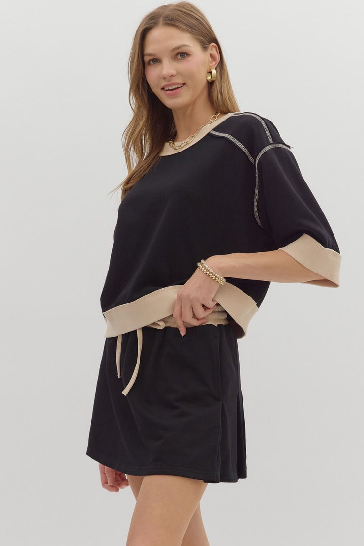 Black Contrast Top