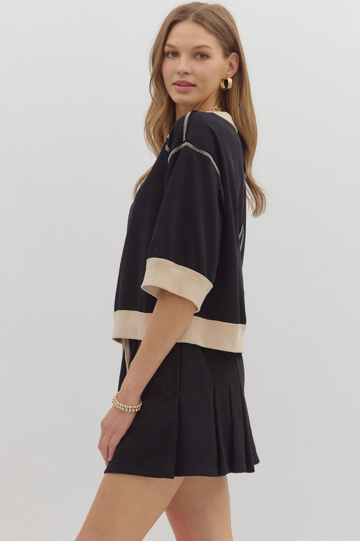 Black Contrast Top