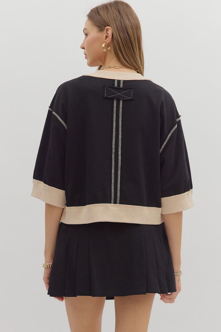 Black Contrast Top