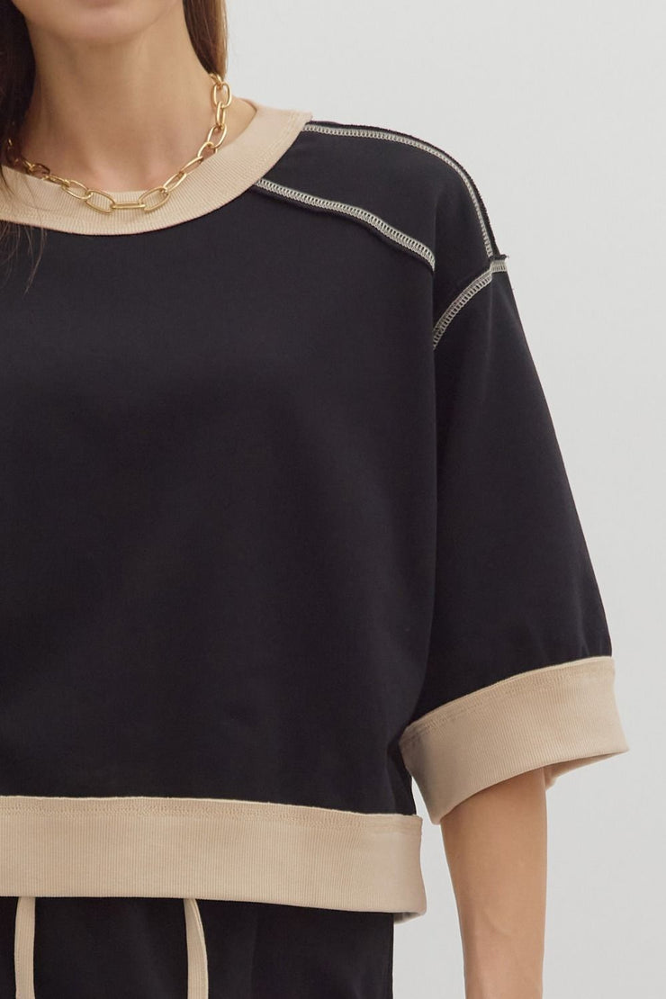 Black Contrast Top