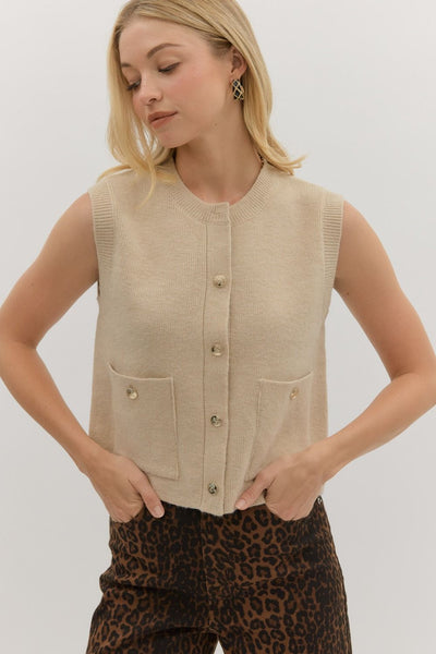 Ecru Sleeveless Sweaater