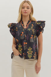 Bobbie Black Floral Top