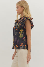 Bobbie Black Floral Top