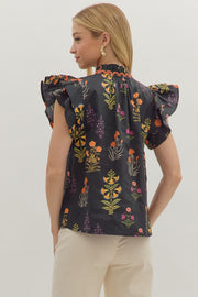 Bobbie Black Floral Top