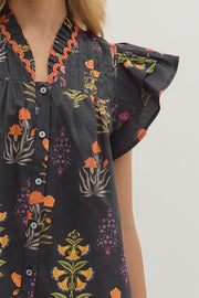 Bobbie Black Floral Top