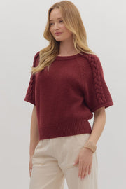 Burgundy Braid Sweater