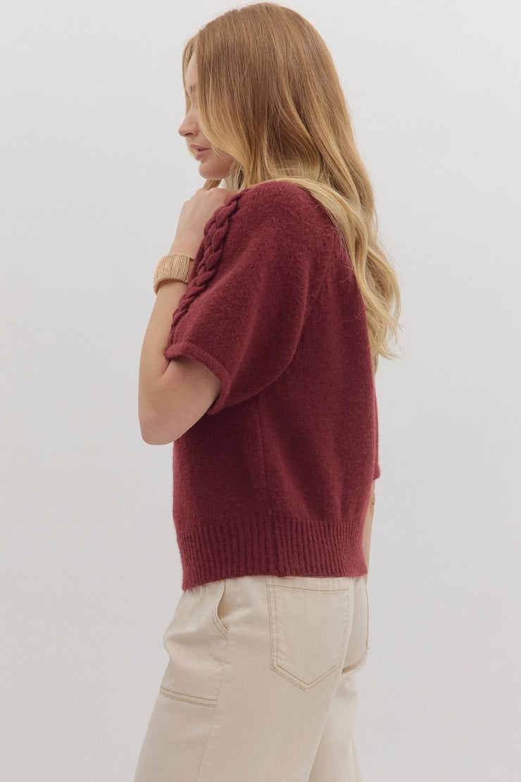 Burgundy Braid Sweater