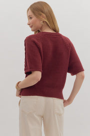 Burgundy Braid Sweater
