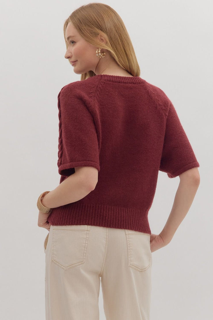 Burgundy Braid Sweater