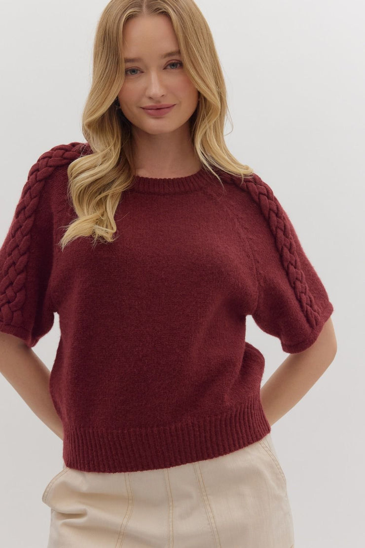 Burgundy Braid Sweater