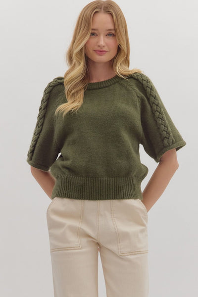 Olive Braid Sweater