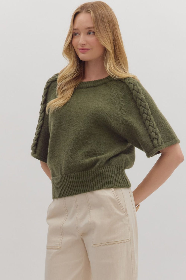 Olive Braid Sweater