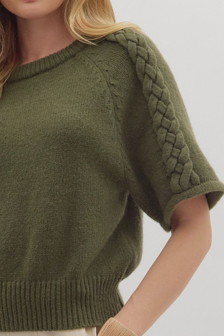 Olive Braid Sweater