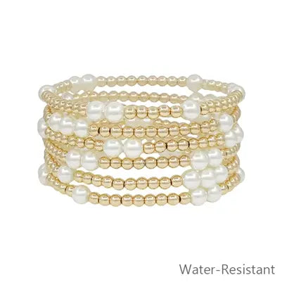 Gold & Pearl Water Resistant Bracelet