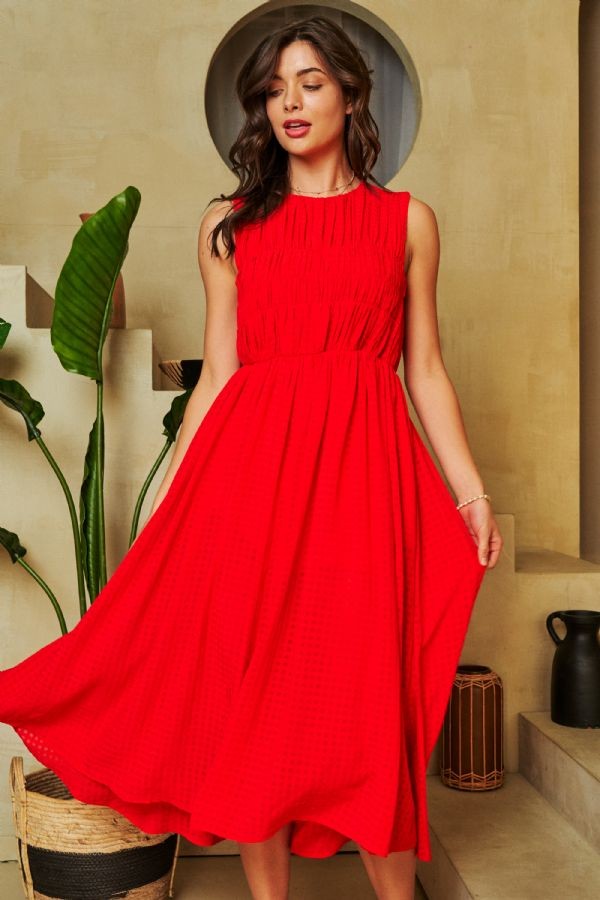 Lady in Red Midi Dress