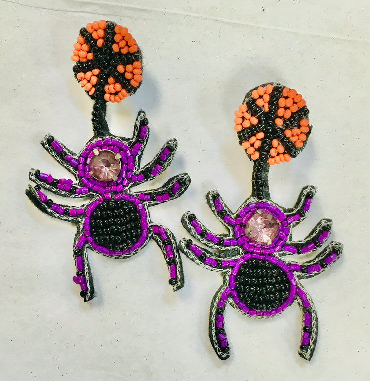 Purple Spider Earrings