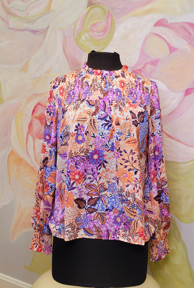Mauve Cream Silk Blouse