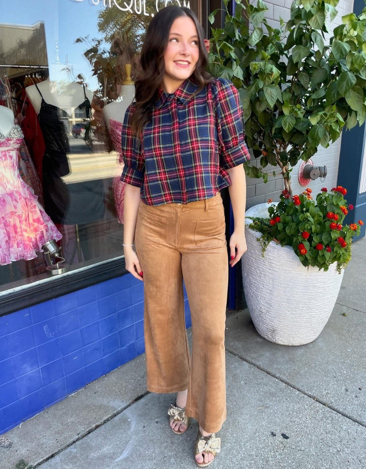 Camel Suede Wide Leg