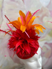 Red & Orange Burst Fascinator