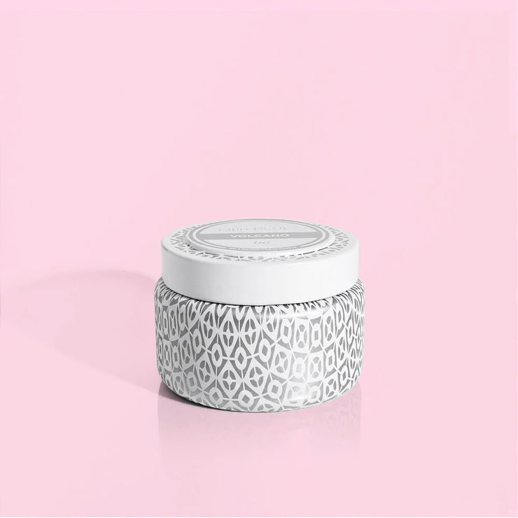 Volcano White Printed Travel Tin