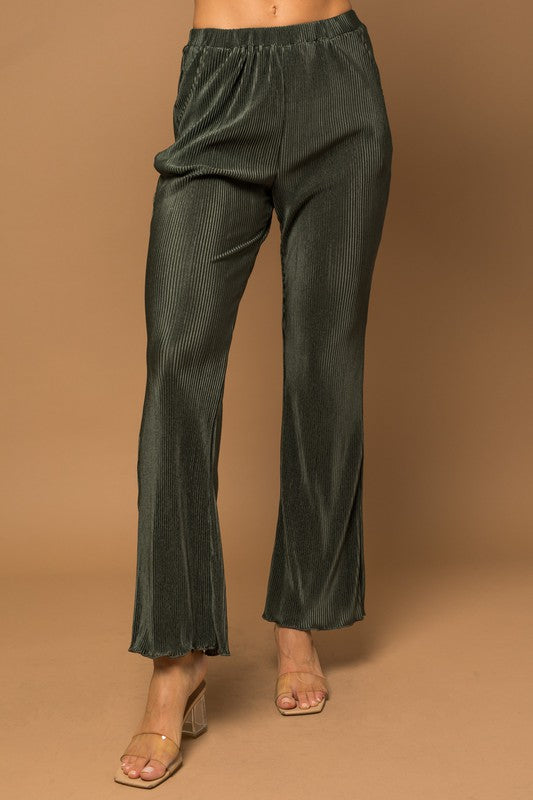 Olive Fit & Flare Pants