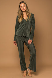 Olive Fit & Flare Pants