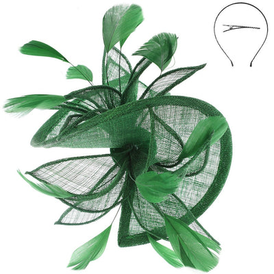 Green Feather Folded Fascinator