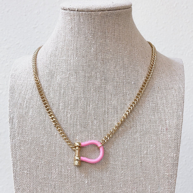 Pink Horseshoe Necklace