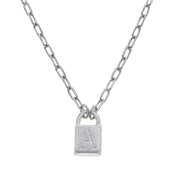 Padlock Initial Necklace Silver