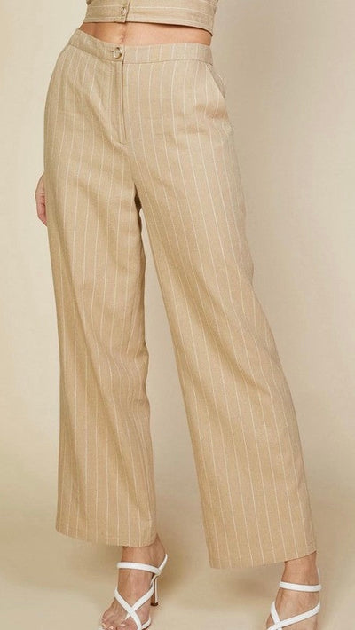 Latte Pin Stripe Linen Pants