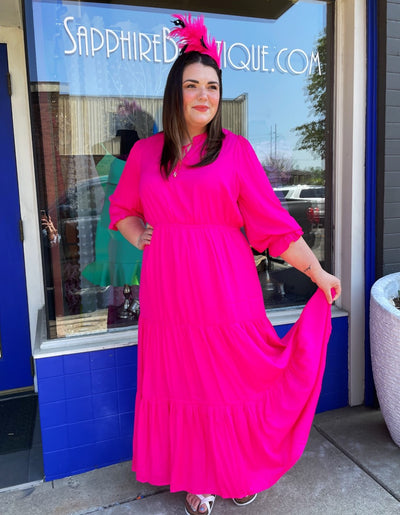 Hyper Pink Tiered Maxi